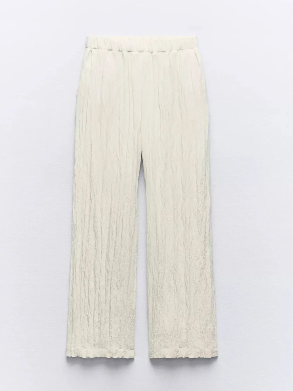 Zara WRINKLED EFFECT WIDE LEG PANTS - Picture 2 of 5